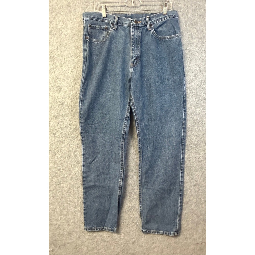 Wrangler Premium Quality Mens Straight Leg Jeans Medium Wash Blue Denim
